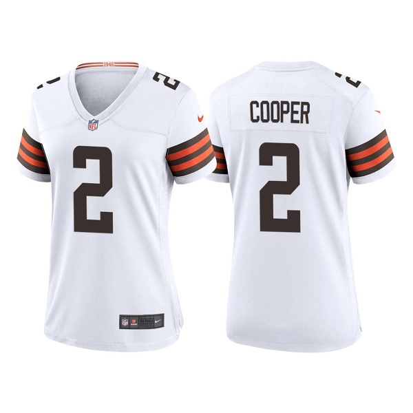 Women's Cleveland Browns #2 Amari Cooper White Vapor Untouchable Limited Stitched Jersey(Run Small)